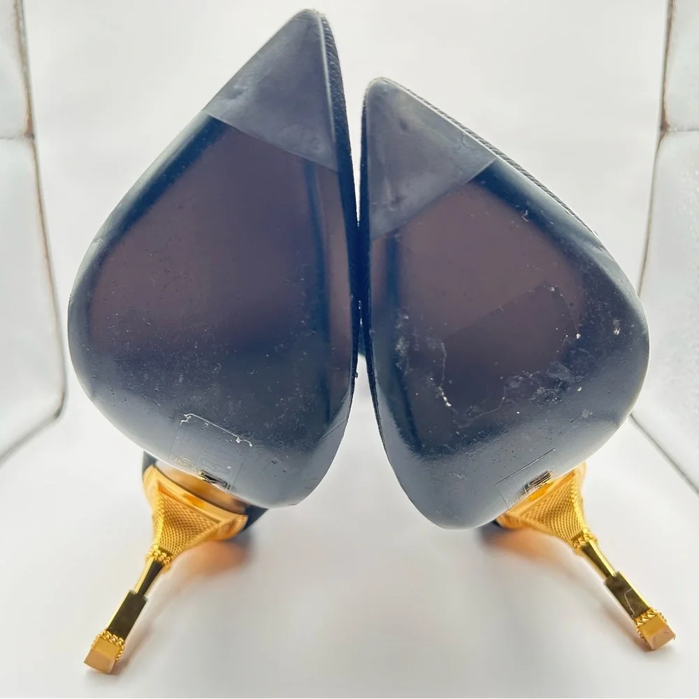 Balmain Black and Gold Moneta Rhinestone Knit Ankle Boots - Picture 5 of 11